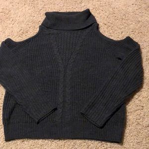 Cold Shoulder Charcoal Gray Sweater. Super Cute!